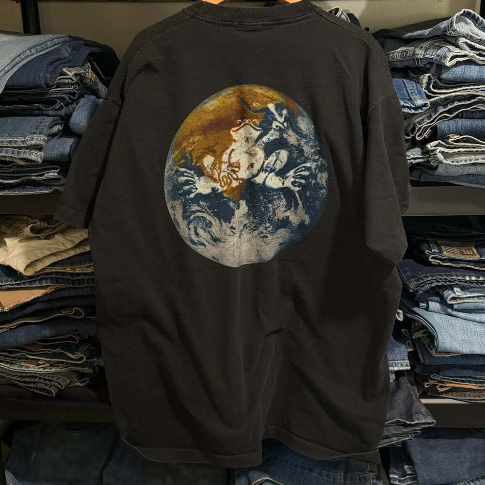 Vintage 1999 Peace Frogs Earth Frog Graphic T-Shirt Black XL Made In USA
